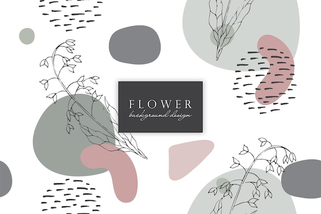 Patrón sin costura con formas abstractas dibujadas a mano y elementos florales Fondo de ilustración vectorial