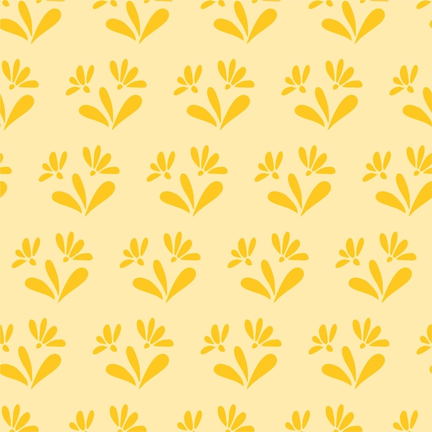 Patrón sin costura de garabato simple Flores amarillas dibujadas a mano sobre un fondo claro Ilustración de vector de fondo botánico minimalista
