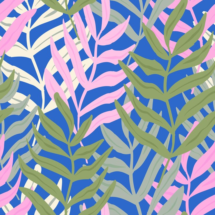 Patrón sin costura de hoja retrógrado y abstracto