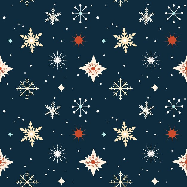 Patrón sin costura de invierno con copos de nieve Patrón vectorial de Navidad Diseño de tarjeta de invierno