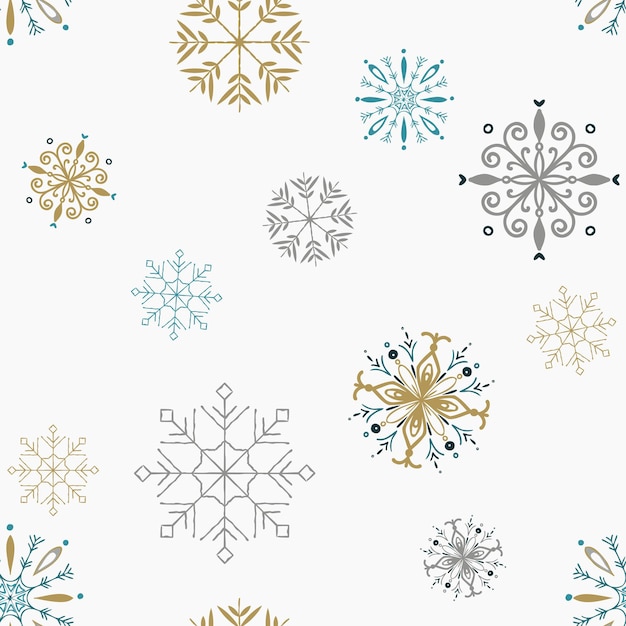 Patrón sin costura de Navidad con copos de nieve divertidos Fondo lindo de vacaciones en colores apagados es perfecto para scrapbooking tarjetas de felicitación papel de embalaje