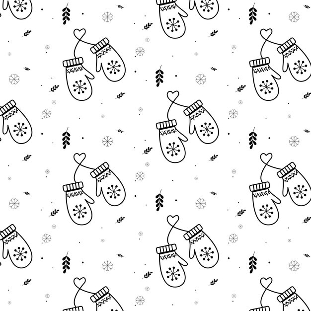 Patrón sin costura de Navidad para el embalaje textil de Navidad mitones copos de nieve papel pintado de tela
