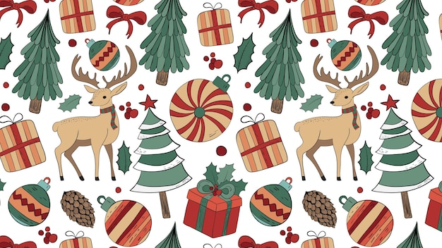 Patrón sin costura de Navidad o Año Nuevo Papel de regalo o impresión en tela