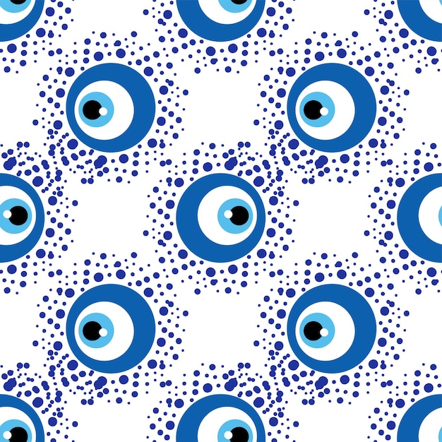 Patrón sin costura con perla del mal de ojo turco Buena suerte azulejos turcos diseño otomano oriental