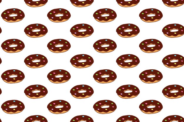 Patrón sin costura de rosquilla fondo de rosquilla de chocolate dulce papel pintado vectorial colorido y lindo