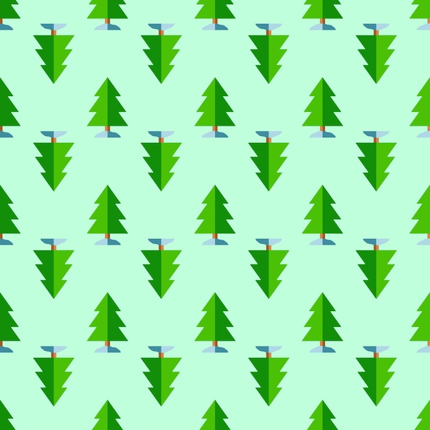 Patrón sin costura vectorial de abeto verde vivo sobre fondo verde claro para fondos de pantalla de postales textiles de tela