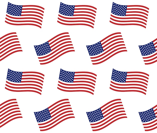 Patrón sin costura vectorial de la bandera americana plana de EE. UU.