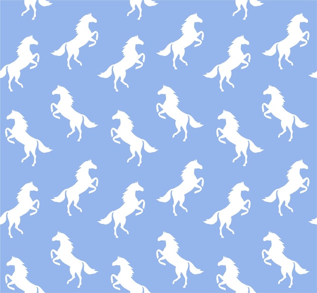 Patrón sin costura vectorial de caballo dibujado a mano plana