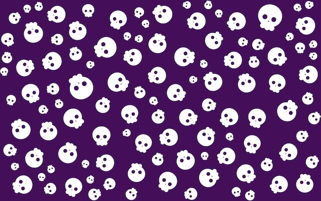 Patrón sin costura vectorial de calaveras sobre un fondo oscuro