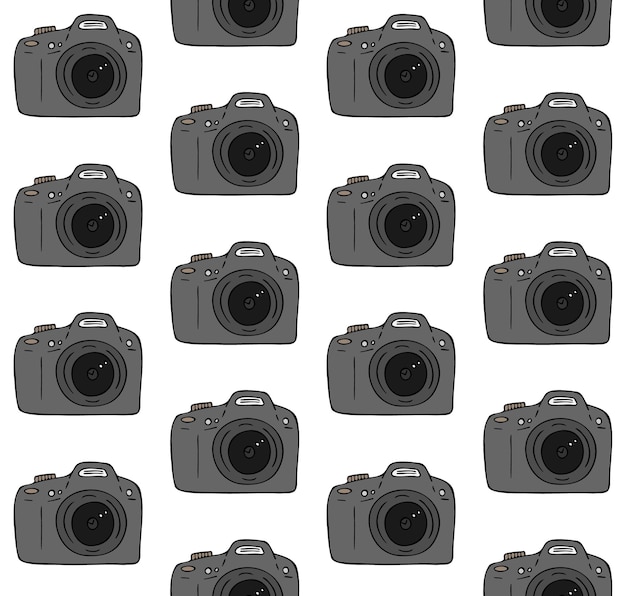 Patrón sin costura vectorial de la cámara fotográfica