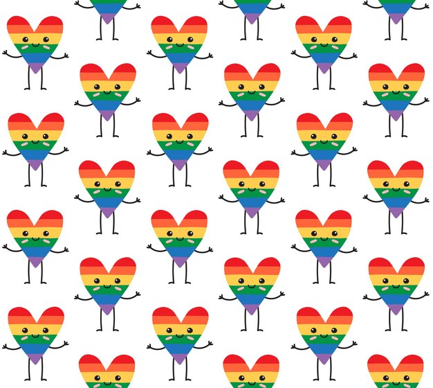 Patrón sin costura vectorial del corazón de la bandera del arco iris lgbt