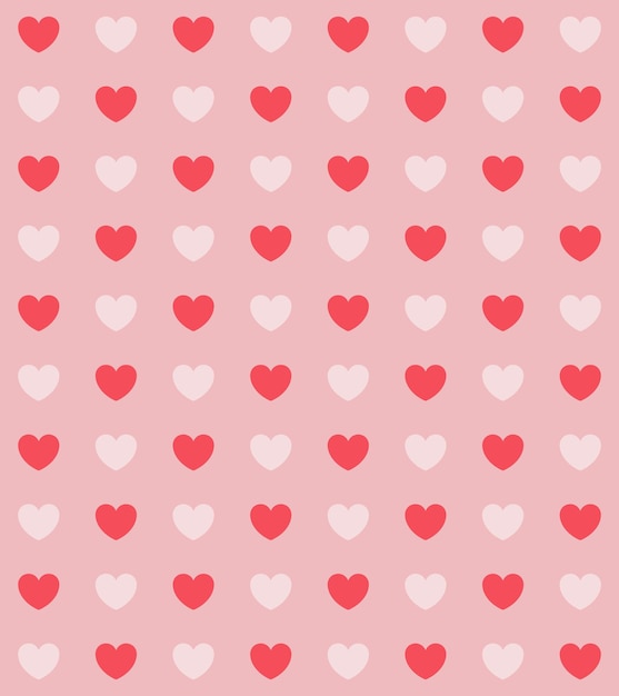 Patrón sin costura vectorial con corazones rosados y rojos textura del día de San Valentín 2