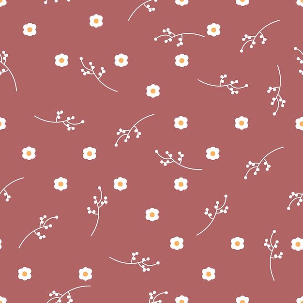 Patrón sin costura vectorial con diseño de flores pequeñas en diseño de estilo de dibujos animados para textiles