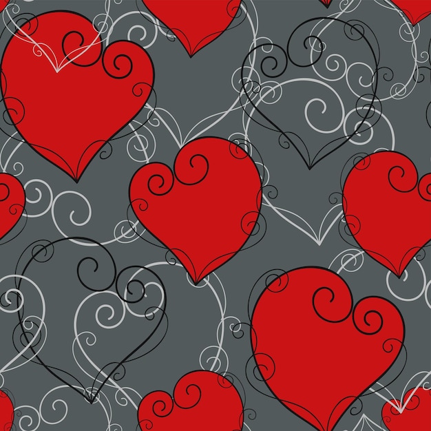 Patrón sin costura vectorial con un fondo de pantalla de San Valentín de corazones