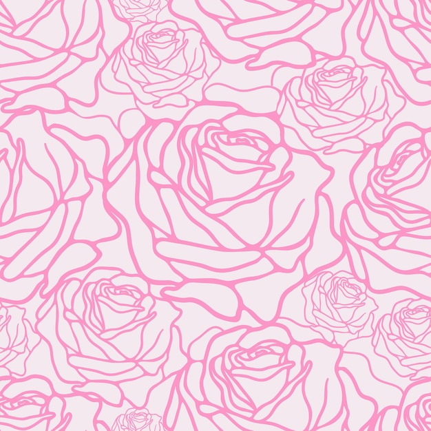 Patrón sin costura vectorial con fondo tierno abstracto de rosas rosadas