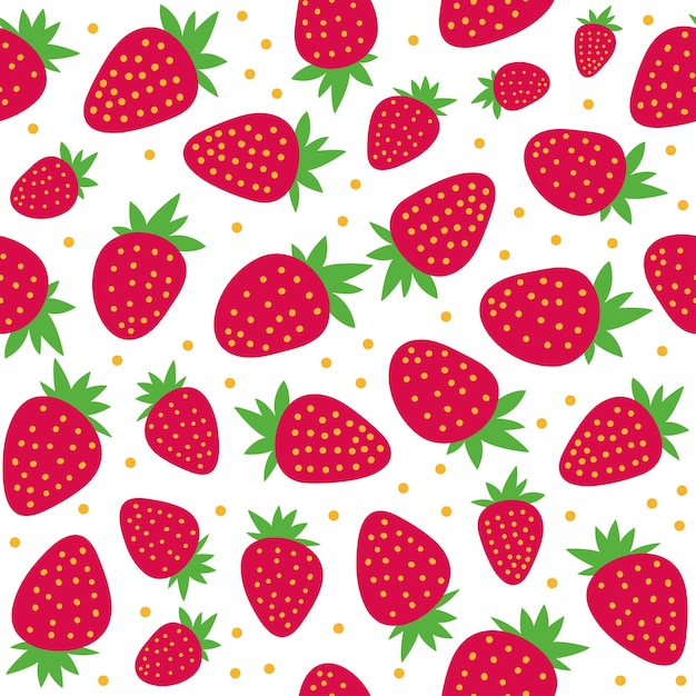 Patrón sin costura vectorial de fresas abstractas dibujadas a mano sobre fondo blanco Fresa estilo doodle fruta fresca comida saludable