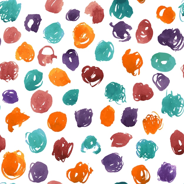 Patrón sin costura vectorial con garabatos de acuarela