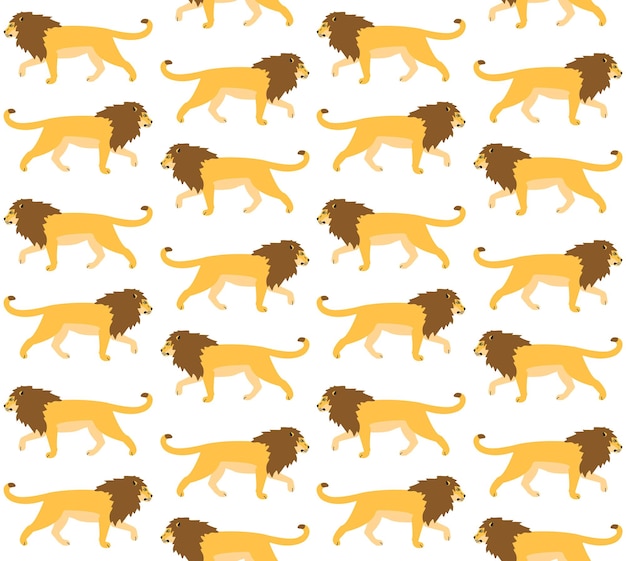 Patrón sin costura vectorial de león plano