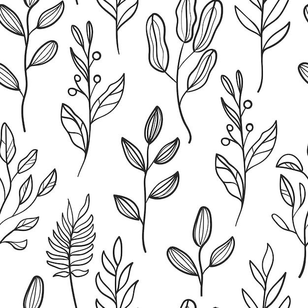 Patrón sin costura vectorial con ramitas y hojas Ideal para tela textil Ilustración vectorial