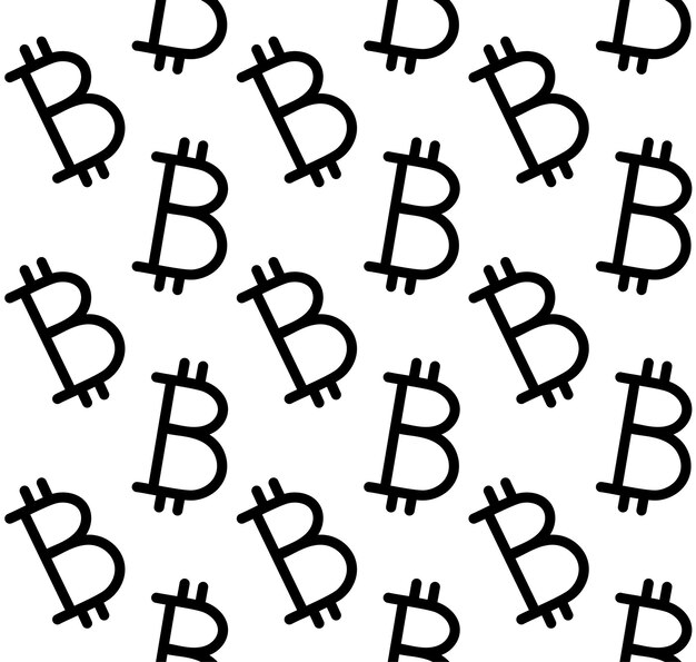 Patrón sin costura vectorial del signo Bitcoin plano