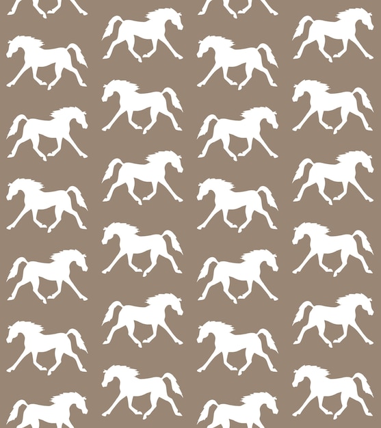 Patrón sin costura vectorial de silueta de caballo árabe