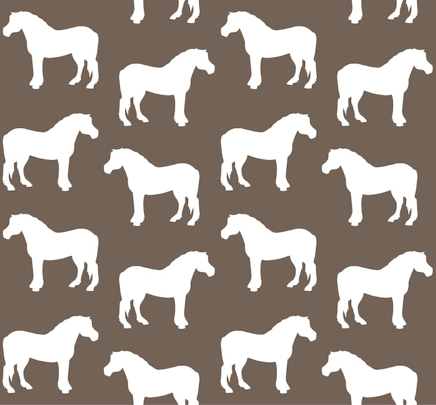 Patrón sin costura vectorial de silueta de caballo de tiro