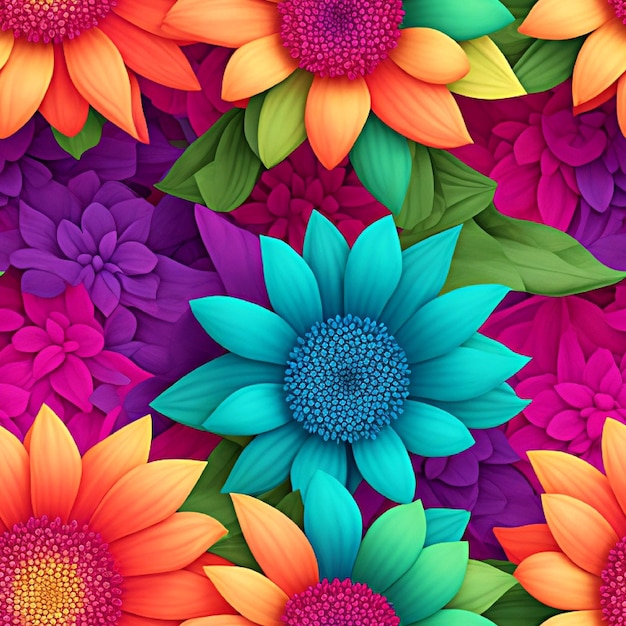 Patrón sin costuras 3d colorido abstracto Flor