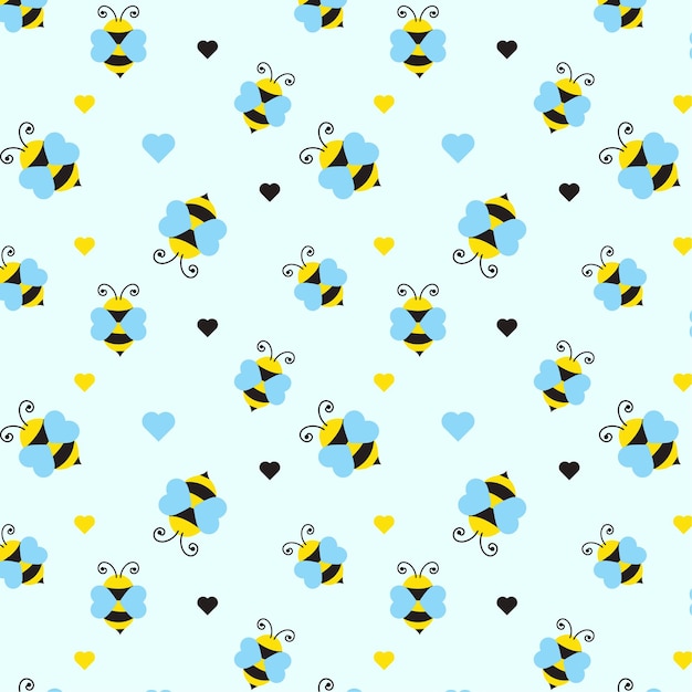 Vector patrón sin costuras de abejas imagen divertida para decorar imagen vectorial