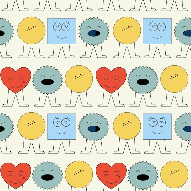 Patrón sin costuras abstracto con diferentes caras Iconos de emoticones