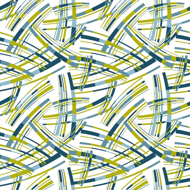 Patrón sin costuras abstracto dinámico con líneas curvas intersectantes en colores brillantes en blanco