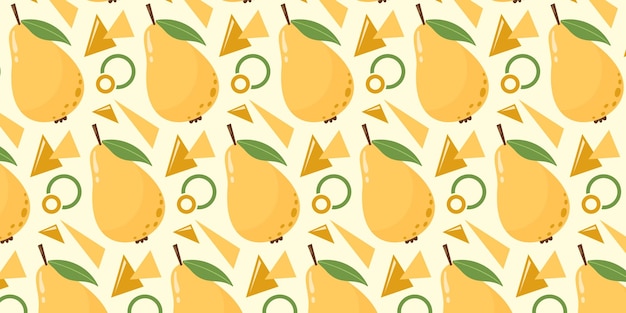 Patrón sin costuras abstracto con formas geométricas de peras Ilustración vectorial de frutas de verano para papel