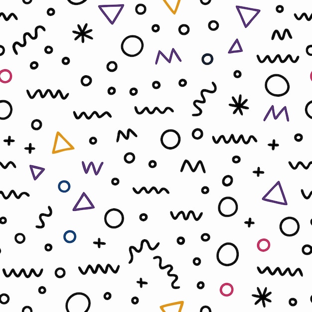 Patrón sin costuras abstracto con formas geométricas remolinos y estrellas