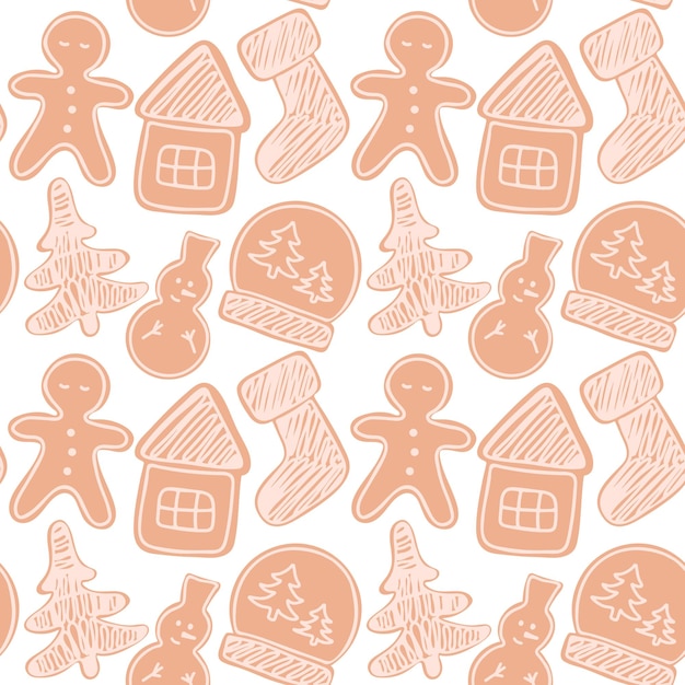 Patrón sin costuras abstracto con galletas de pan de jengibre para Año Nuevo y Navidad del hombre de pan de Jengibre