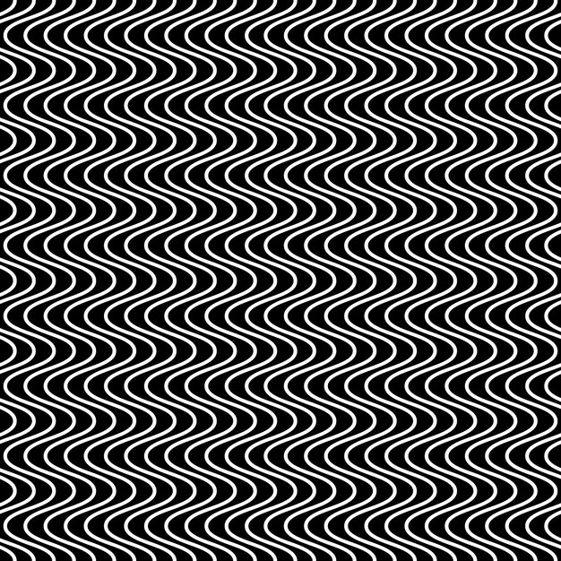 Patrón sin costuras abstracto con líneas onduladas Ilustración vectorial de ondas Fondo blanco y negro con ilusión óptica Textura con líneas geométricas curvas y retorcidas en fila