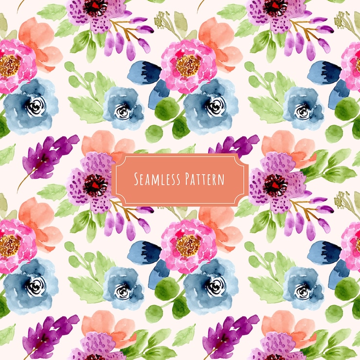 Vector patrón sin costuras acuarela floral colorido