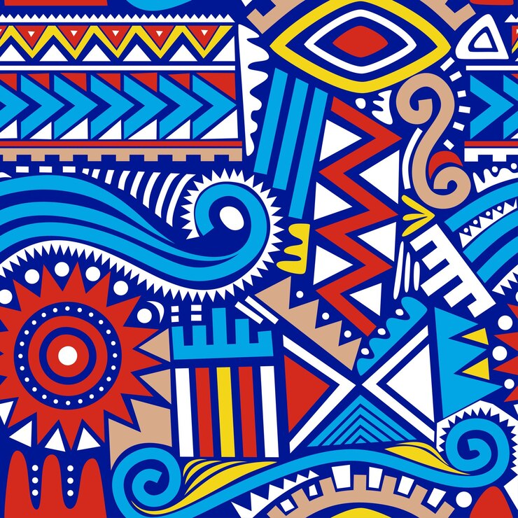 Patrón sin costuras africano abstracto en color estilo azul