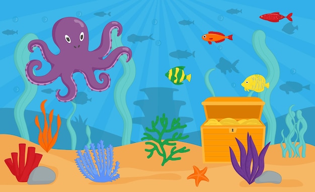 Patrón sin costuras de algas marinas de acuario. Plantas marinas, algas oceánicas.