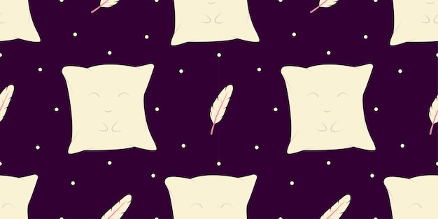 Patrón sin costuras de almohadas y plumas Concepto de sueño Ilustración vectorial