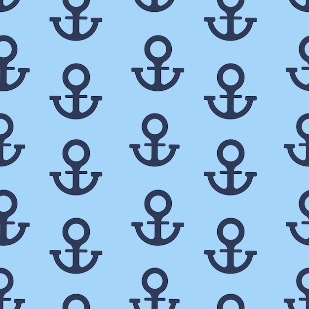 Patrón sin costuras con ancla en un fondo azul patrón marino Ilustración vectorial para la impresión