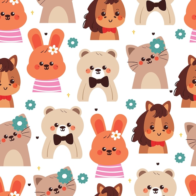 patrón sin costuras animales de dibujos animados lindos patrón de animal lindo patrón de pollo para papel tapiz