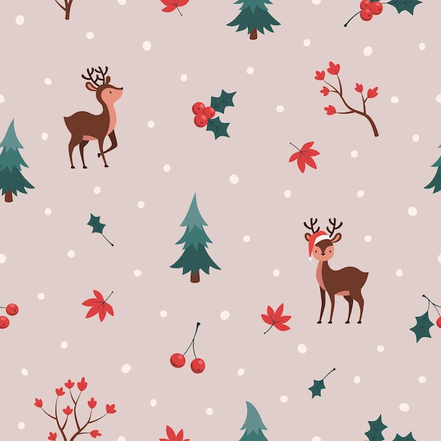 Patrón sin costuras de animales de Navidad. Lindo reno
