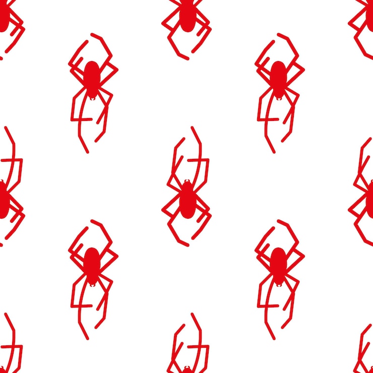 Vector patrón sin costuras de araña sobre un fondo blanco impresión de patrón de insectos en envoltura de papel textil