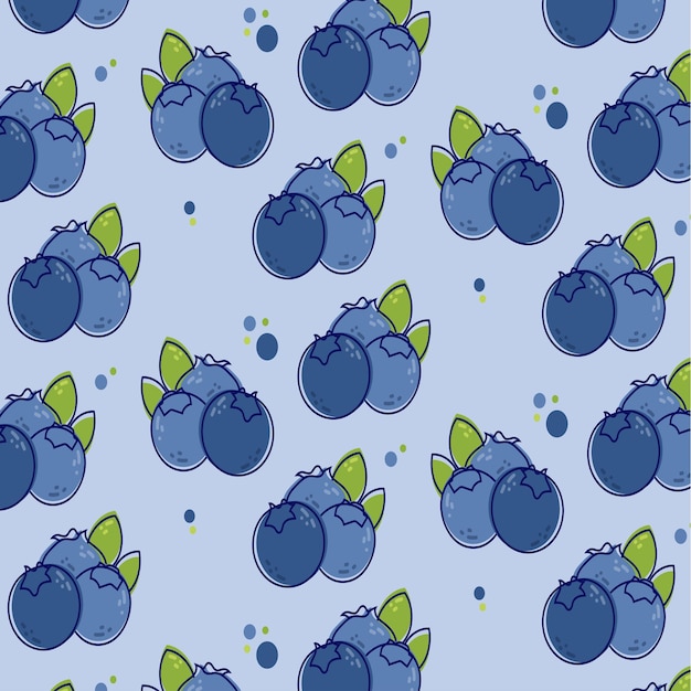 Patrón sin costuras de arándanos Arándanos con hojas sobre un fondo claro Ilustración vectorial Estilo minimalista plano