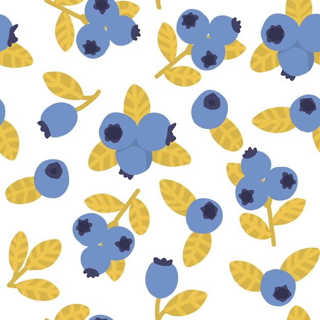 Patrón sin costuras de arándanos impresión de verano de bayas azules impresión de tela de alimentos dibujados a mano