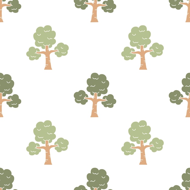 El patrón sin costuras del árbol de dibujos animados