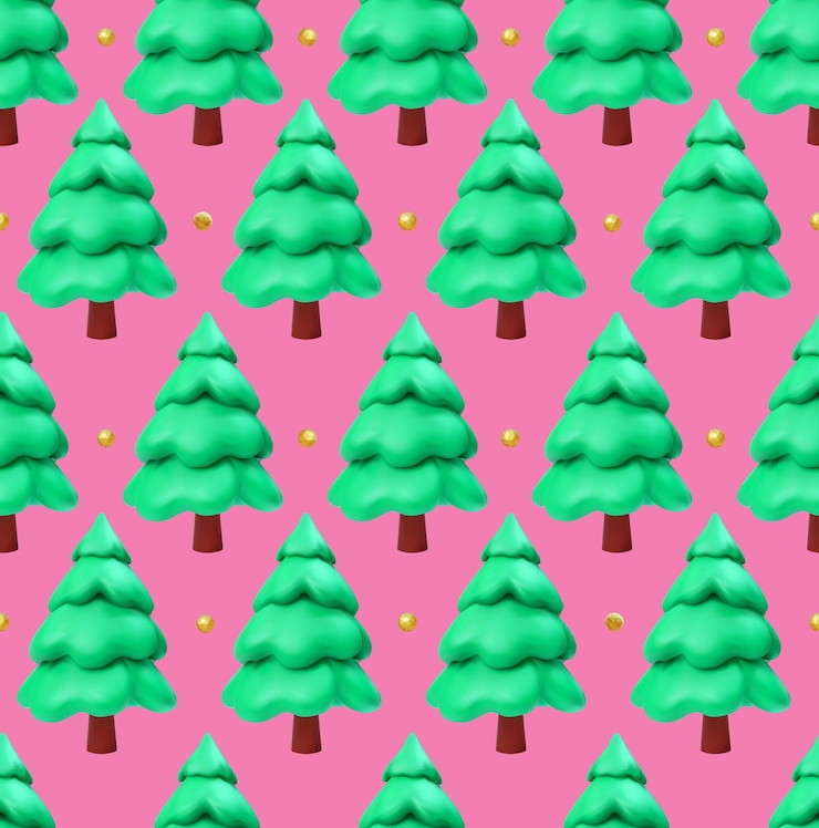 Vector patrón sin costuras con árbol de navidad, fondo de navidad y año nuevo