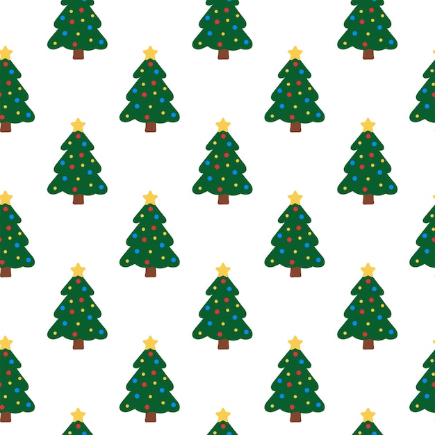 Patrón sin costuras con árbol de Navidad Impresión de invierno Ilustración plana vectorial