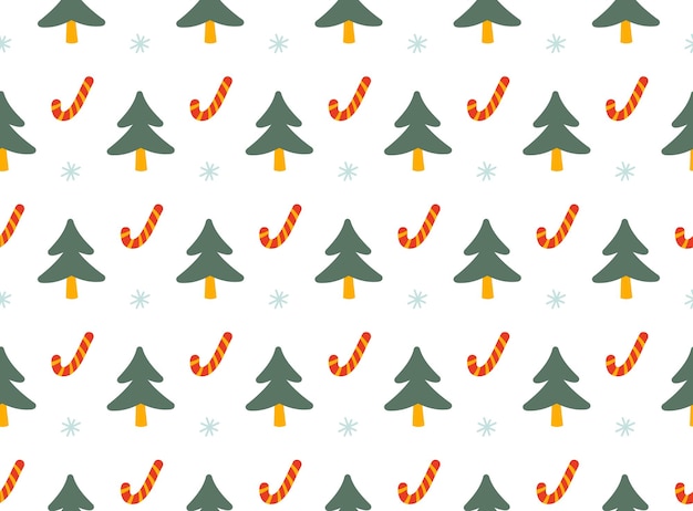 Patrón sin costuras con árbol de Navidad y piruleta Minimalismo