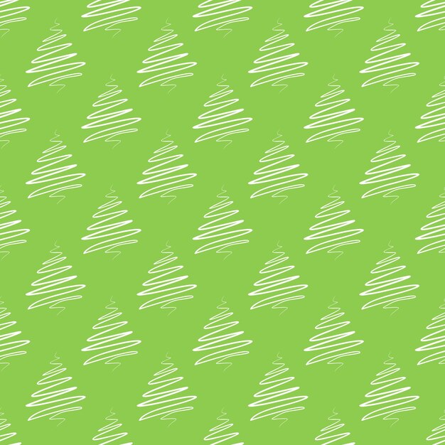 Patrón sin costuras con árboles de Navidad abstractos dibujados a mano