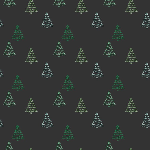 Patrón sin costuras con árboles de Navidad garabateados Árboles de Navidad dibujados a mano Vector